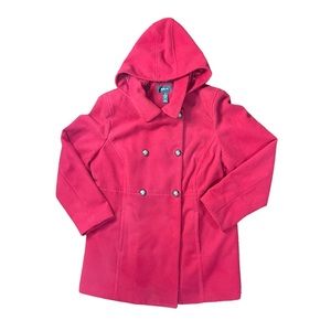 Style & Co. Red Double Breasted Fleece Jacket Hooded Pea Coat Plus Size Size XL